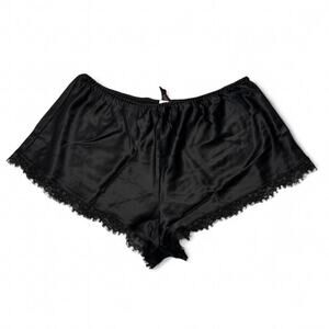 Victorias Secret Satin Black Low Rise Comfy Lounge Shorts Size M New With Tag